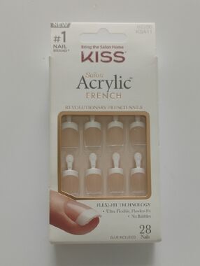 Kiss Salon Acrylic French Press-On Nails - White & Nude